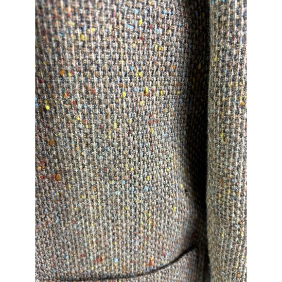 Vintage 70s Century Boston Tweed Wool Blazer Brown Open Front Heritage Academia - Picture 7 of 13